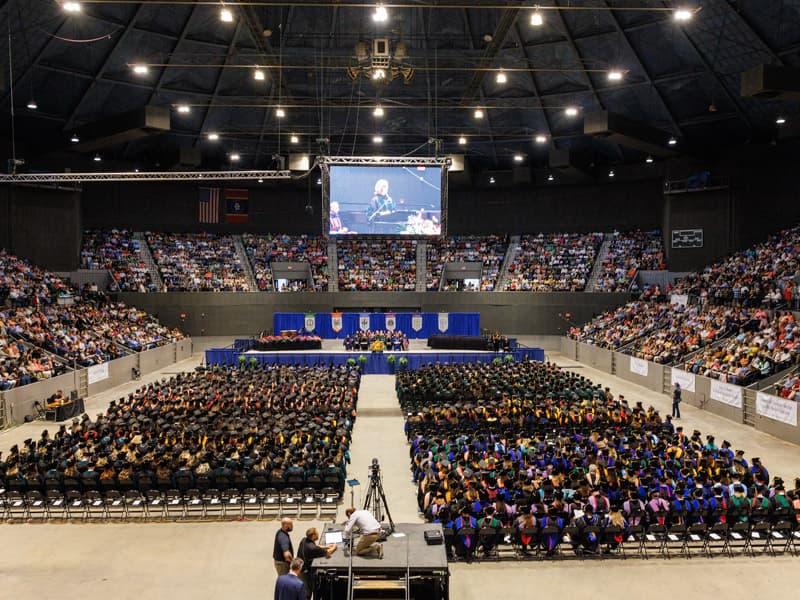 Of the University of Mississippi Medical Center's Class of 2024, about 765 of the 900-plus graduates take part in commencement ceremonies at the Mississippi Coliseum. Jay Ferchaud/ UMMC Communications